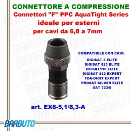 CONNETTORE F A COMPRESSIONE PER CAVO DA INTERRAMENTO 6,8mm MODELLO EX6-5,1/8,3-A