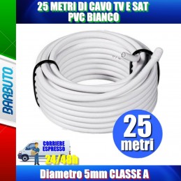 CAVO COASSIALE TV E SATELLITE 5mm HDTV CLASSE A SCHERMATO METRONIC 25 METRI