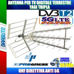 ANTENNA PER TV DIGITALE TERRESTRE UHF YAGI TRIPLA DIRETTIVA ANTI 5G