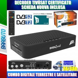 DECODER TIVUSAT CERTIFICATO CON SCHEDA NUOVA INCLUSA HD COMBO DIGIQUEST MAXIMO