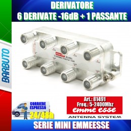 DERIVATORE 6 DERIVATE -16dB 1 PASSANTE CONNETT. F SCHERMATO SERIE MINI EMMEESSE