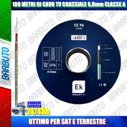 100 METRI DI CAVO TV COASSIALE 6,8mm CLASSE A OTTIMO PER SAT E TERRESTRE