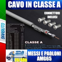 50 METRI DI CAVO TV E SAT AMG65 Messi E Paoloni Diametro 6,5mm + 20 CONNETTORI F